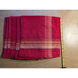 4 VTG Cheerful Casual Picnic Crate and Barrel Spice Plaid Napkins Red Gold 20x20